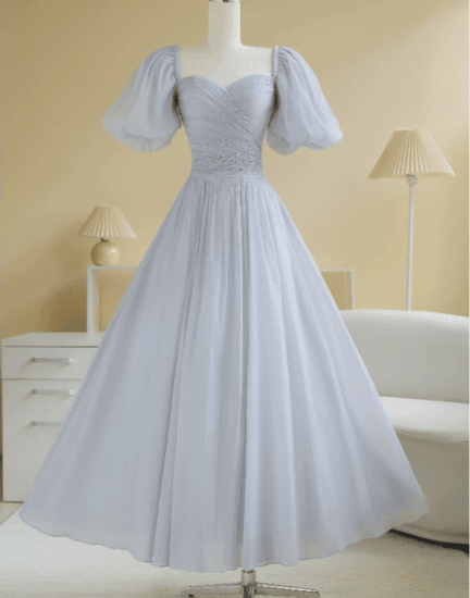 Đầm dáng xòe tay phồng bắt xếp Sò Vintage – mẫu KISSIE cho thuê tại Hà Nội