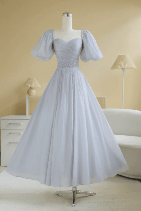 Đầm dáng xòe tay phồng bắt xếp Sò Vintage – mẫu KISSIE cho thuê tại Hà Nội